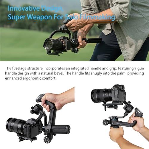         FeiyuTech Estabilizador de Cardan Scorp 2 para Câmera Dslr e Sem Espelho, Sensor de Rastreamento Al Integrado, Estabilizador de Câmera de 3 Eixos para Sony Canon Panasonic Nikon, Tela de Toque de Carg       