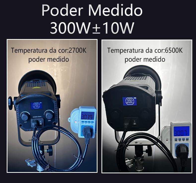         Luz de estúdio para fotografia, luz de vídeo, temperatura de cor dupla, sistema de dissipação de calor integrado, potência de saída de 300 W, 220V,8 modos de efeito de cena com visor digital       