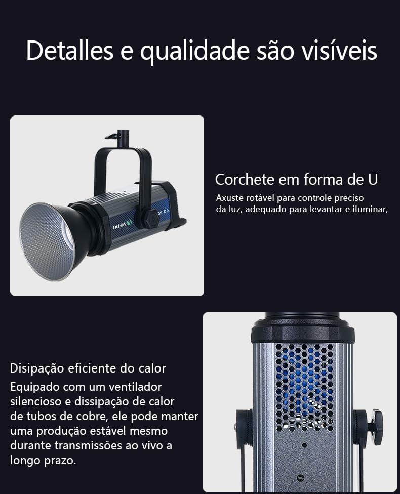         Luz de estúdio para fotografia, luz de vídeo, temperatura de cor dupla, sistema de dissipação de calor integrado, potência de saída de 300 W, 220V,8 modos de efeito de cena com visor digital       