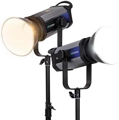 Luzes de estúdio profissionais para fotografia de alta qualidade e iluminação precisa.