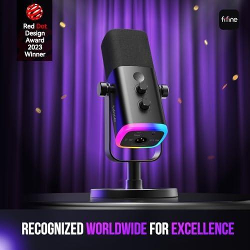 FIFINE Microfone dinâmico USB/XLR para gravação de podcast,microfone streaming para jogos de computador com RGB,botão de mudo,conector para fones de ouvido,suporte de mesa,para cantar e YouTube- AM8 FIFINE Microfone dinâmico USB/XLR para gravação de podcast,microfone streaming para jogos de computador com RGB,botão de mudo,conector para fones de ouvido,suporte de mesa,para cantar e YouTube- AM8