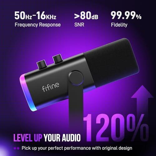 FIFINE Microfone dinâmico USB/XLR para gravação de podcast,microfone streaming para jogos de computador com RGB,botão de mudo,conector para fones de ouvido,suporte de mesa,para cantar e YouTube- AM8 FIFINE Microfone dinâmico USB/XLR para gravação de podcast,microfone streaming para jogos de computador com RGB,botão de mudo,conector para fones de ouvido,suporte de mesa,para cantar e YouTube- AM8
