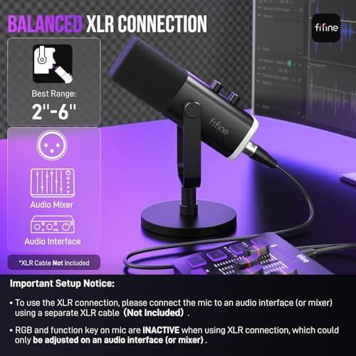 FIFINE Microfone dinâmico USB/XLR para gravação de podcast,microfone streaming para jogos de computador com RGB,botão de mudo,conector para fones de ouvido,suporte de mesa,para cantar e YouTube- AM8 FIFINE Microfone dinâmico USB/XLR para gravação de podcast,microfone streaming para jogos de computador com RGB,botão de mudo,conector para fones de ouvido,suporte de mesa,para cantar e YouTube- AM8