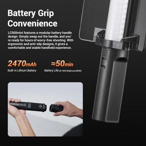 Bateria portátil de 2470mAh com design ergonômico e troca fácil de handle.