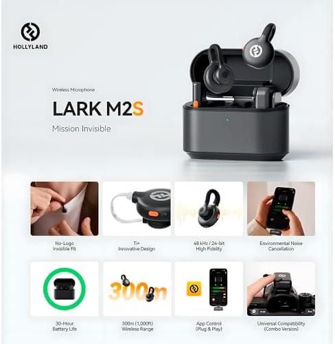 Fones de ouvido sem fio LARK M2S com case de carregamento.