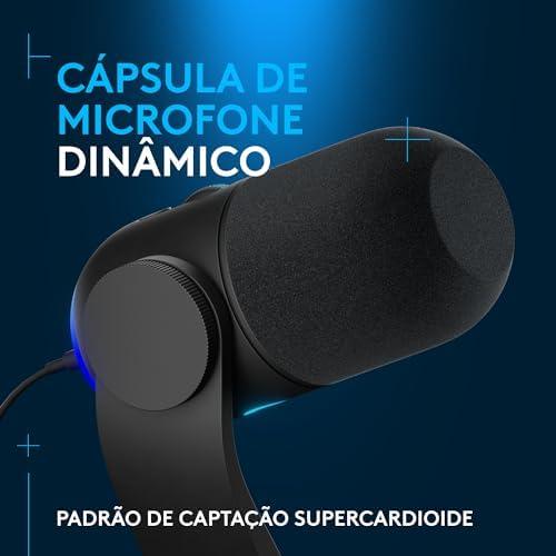         Microfone Dinâmico Gamer Logitech G Yeti GX com RGB LIGHTSYNC Captação Dinâmica Supercardioide, Conexão USB Plug and Play para Gravação de Conteúdo e Streaming em PC e Mac - Preto       