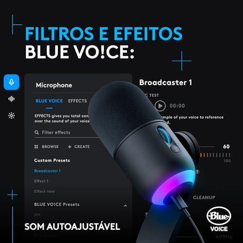         Microfone Dinâmico Gamer Logitech G Yeti GX com RGB LIGHTSYNC Captação Dinâmica Supercardioide, Conexão USB Plug and Play para Gravação de Conteúdo e Streaming em PC e Mac - Preto       