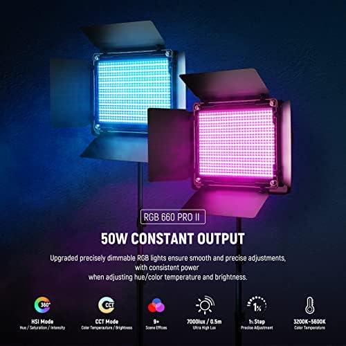 NEEWER Painel de luz de vídeo LED RGB 660PRO II melhorado com controlo de App e suporte, 2 pacotes de 50 W constantes sem alteração de cor/1% de atenuação mínima precisa/360 °RGB/CRI97/3200K~5600K NEEWER Painel de luz de vídeo LED RGB 660PRO II melhorado com controlo de App e suporte, 2 pacotes de 50 W constantes sem alteração de cor/1% de atenuação mínima precisa/360 °RGB/CRI97/3200K~5600K