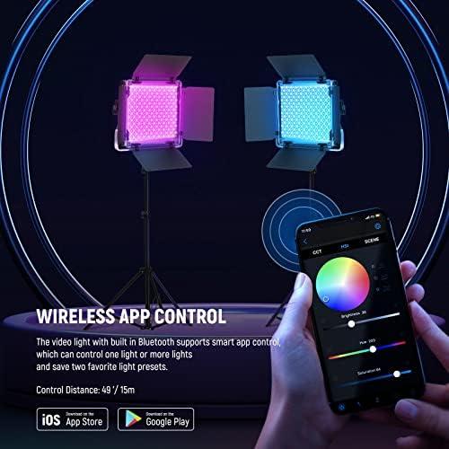 NEEWER Painel de luz de vídeo LED RGB 660PRO II melhorado com controlo de App e suporte, 2 pacotes de 50 W constantes sem alteração de cor/1% de atenuação mínima precisa/360 °RGB/CRI97/3200K~5600K NEEWER Painel de luz de vídeo LED RGB 660PRO II melhorado com controlo de App e suporte, 2 pacotes de 50 W constantes sem alteração de cor/1% de atenuação mínima precisa/360 °RGB/CRI97/3200K~5600K