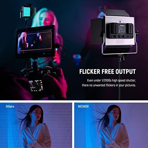 NEEWER Painel de luz de vídeo LED RGB 660PRO II melhorado com controlo de App e suporte, 2 pacotes de 50 W constantes sem alteração de cor/1% de atenuação mínima precisa/360 °RGB/CRI97/3200K~5600K NEEWER Painel de luz de vídeo LED RGB 660PRO II melhorado com controlo de App e suporte, 2 pacotes de 50 W constantes sem alteração de cor/1% de atenuação mínima precisa/360 °RGB/CRI97/3200K~5600K