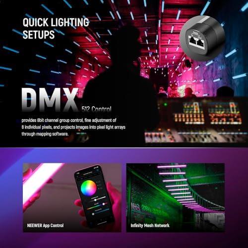         Bastão de Luz LED Portátil TL60 RGB Preto, Controle via APP/DMX, 18 Efeitos, Bateria Recarregável, Iluminação para Foto e Vídeo       
