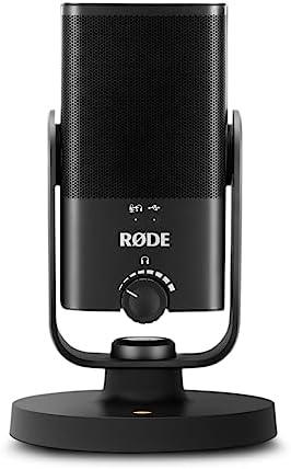 Microfone Rode NT-USB para gravações de alta qualidade em estúdio ou ao vivo.