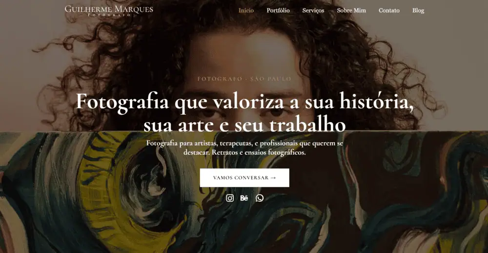 Site do Fotógrafo Guilherme Marques, projeto real do portfólio